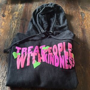 Black Hoodie with Pink and Green Graphic